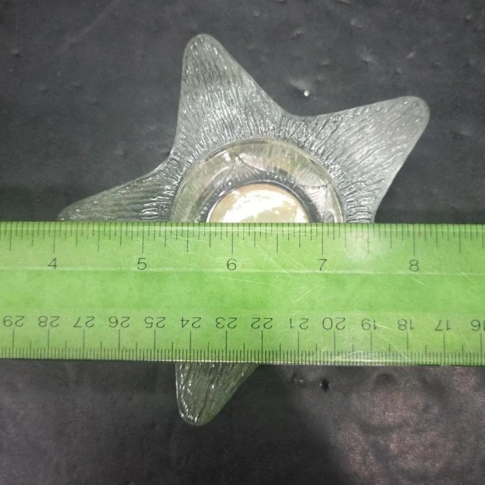 Indiana Glass Star Shaped Candle Holder, Lancaster Colony Co., Textured‎ Design